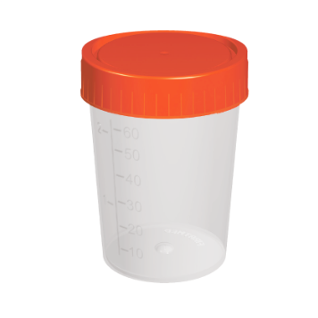 60 ml İdrar Numune Kabı / Yazılabilir özel alan / Özel dizayn / Üç çevrimli özel kapak / Steril