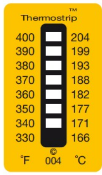 TERMOPAPER ( SICAKLIK ÖLÇÜM ETİKETİ) 10 ad / F 400 -  204 C